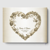 結婚のフローラゴールデン華美ハートフレームエレガント ゲストブック (裏面)