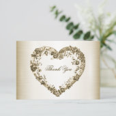 結婚のフローラゴールデン華美ハートフレームエレガント サンキューカード (スタンド正面)