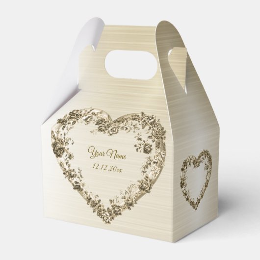 結婚のフローラゴールデン華美ハートフレームエレガント フェイバーボックス (正面サイド)