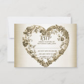 結婚のフローラゴールデン華美ハートフレームエレガント 出欠カード (正面)