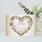 結婚のフローラゴールデン華美ハートフレームエレガント 出欠カード (スタンド正面)