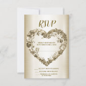 結婚のフローラゴールデン華美ハートフレームエレガント 出欠カード (正面)