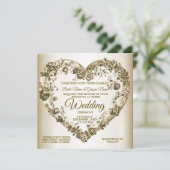 結婚のフローラゴールデン華美ハートフレームエレガント 招待状 (スタンド正面)