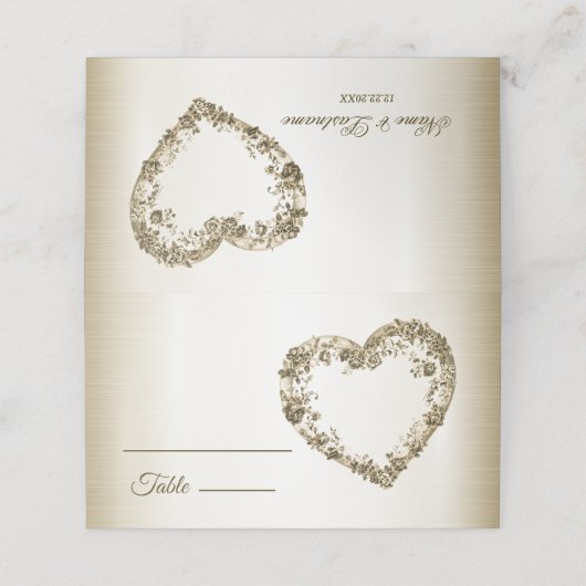 結婚のフローラゴールデン華美ハートフレームパーティー プレイスカード (外部開封)