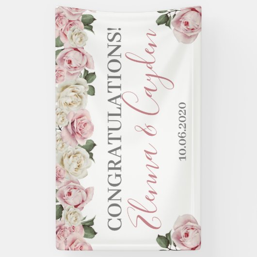 結婚のフローラバナー – ウェディングシャワー 横断幕 (縦)