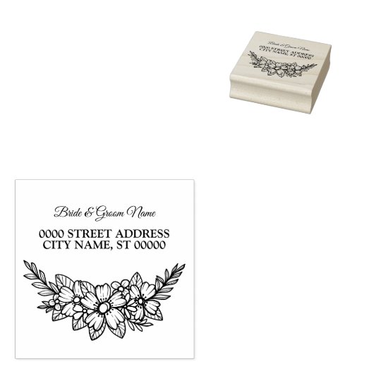 結婚のフローラフレームパーティー差出人住所 ラバースタンプ (押印)