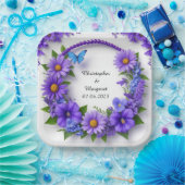 結婚のフローラ枠(花カラフル付) ペーパープレート (パーティー)