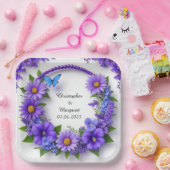 結婚のフローラ枠(花カラフル付) ペーパープレート (パーティー)