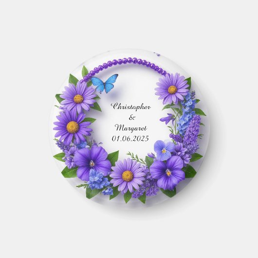 結婚のフローラ枠(花カラフル付) マグネット (正面)