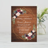 結婚のフローラ素朴幾何学的金ゴールド写真 招待状 (スタンド正面)