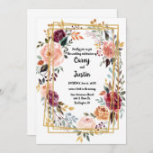 結婚のフローラ金ゴールド幾何学模様 ノートカード (正面/裏面)