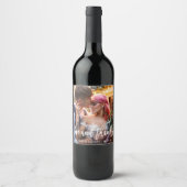 結婚のブモダンラシのラブフォト感謝していー ワインラベル (正面)