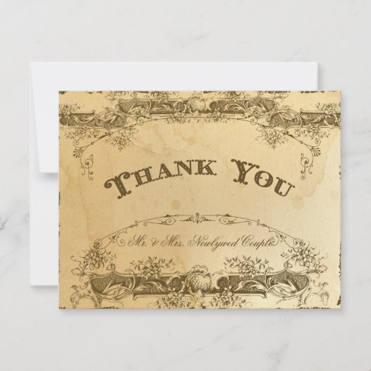 結婚のブライダルありがとう文房具ヴィンテージ茶 招待状 (正面)