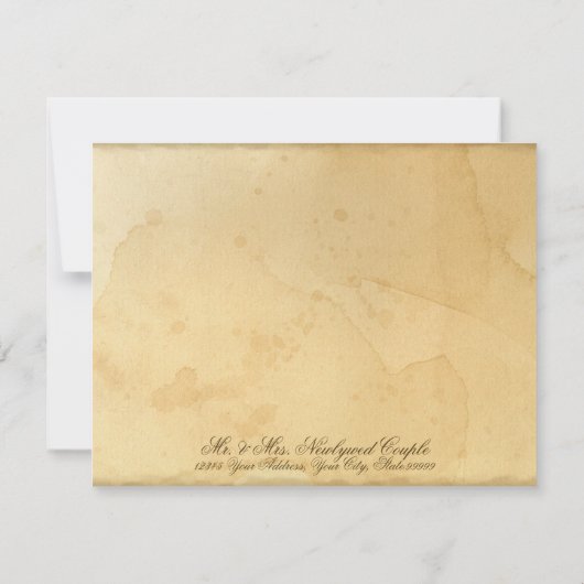 結婚のブライダルありがとう文房具ヴィンテージ茶 招待状 (裏面)