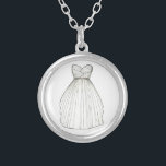 結婚のブライダルガウンのドレス花嫁ギフトネックレス シルバープレートネックレス<br><div class="desc">ネックレスは白いドレスのオリジナルマーカーイラストレーション結婚を備えている。花嫁素晴らしプレゼント！</div>