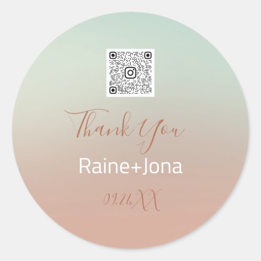 結婚のブライダルシャワーの好意ブルーグラデーションバラ ラウンドシール (正面)