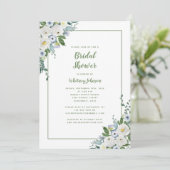 結婚のブライダルシャワーエレガントフローラグリーンホワイト 招待状 (スタンド正面)