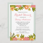 結婚のブライダルシャワーシックなガーデンブルーミング花 招待状 (正面/裏面)