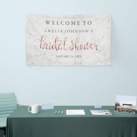 結婚のブライダルシャワーバナーマーブルバラ金ゴールド 横断幕 (トレードショー)