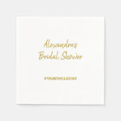 結婚のブライダルシャワーパーティーナプキンズハッシュタグ金ゴールド スタンダードカクテルナプキン (正面)