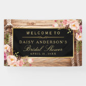 結婚のブライダルシャワー素朴カントリーウッドフローラ 横断幕 (横)
