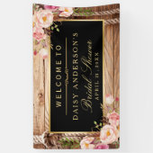 結婚のブライダルシャワー素朴カントリーウッドフローラ 横断幕 (縦)