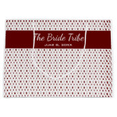 結婚のブライダルパーティカスタムダークレッド&ホワイト ラージペーパーバッグ (正面)