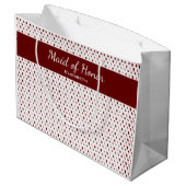 結婚のブライダルパーティカスタムダークレッド&ホワイト ラージペーパーバッグ (裏面アングル)