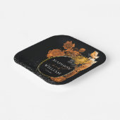 結婚のブラックグリッター詳細とオレンジフローラ ペーパープレート (傾斜あり)