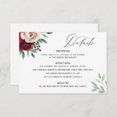 結婚のブルゴーニュフローラ詳細カード 招待状 (正面/裏面)