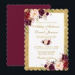 結婚のブルゴーニュフローラ金ゴールドグリッター招待状SG 招待状<br><div class="desc">Burgundy エレガント Marsala水彩フローラと金ゴールドグリッター結婚式招待状-金ゴールドスクリプト – Burgundy Back - Scalloped</div>