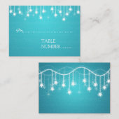 結婚のプレイスカードきらめく星ブルー プレイスカード (正面/裏面)