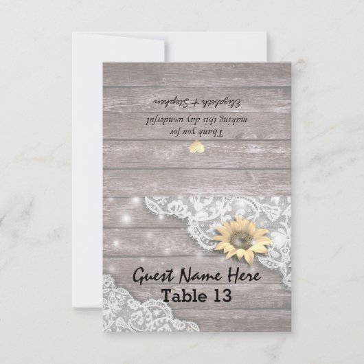 結婚のプレイステーブルナンバーレースひまわり木 招待状 (正面)