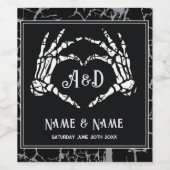 結婚のボトルラベルのスケルトンハートハロウィーン ワインラベル (シングルラベル)