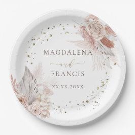 結婚のボホの花フェイクグリッター ペーパープレート