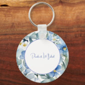 結婚のミニマエレガントリストクラシカルブルーフローラ キーホルダー (正面)