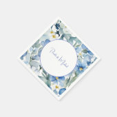 結婚のミニマエレガントリストクラシカルブルーフローラ スタンダードカクテルナプキン (角)