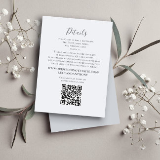 結婚のミニマエレガントリスト詳細QRコードWebサイト エンクロージャーカード