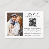 結婚のミニマシンプルリスト写真QR RSVP エンクロージャーカード (正面)
