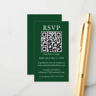 結婚のミニマシンプルリストQR RSVPグリーン エンクロージャーカード