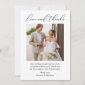 結婚のミニマモダンリストの愛感謝してい書道 サンキューカード (正面)