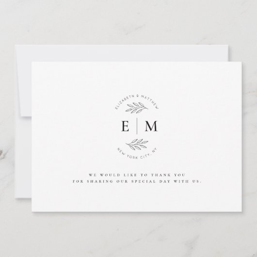 結婚のミニマモダンリストエレガントシック サンキューカード (正面)