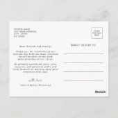結婚のミニマモダンリスト写真ありがとう ポストカード (裏面)