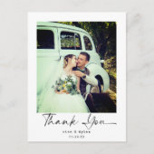 結婚のミニマモダンリスト写真ありがとう ポストカード (正面)