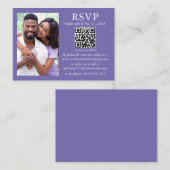 結婚のミニマモダンリスト写真ペリウィンクルQR RSVP エンクロージャーカード (正面/裏面)