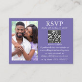 結婚のミニマモダンリスト写真ペリウィンクルQR RSVP エンクロージャーカード (正面)