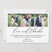 結婚のミニマモダンリスト書道の愛4写真 サンキューカード (正面)