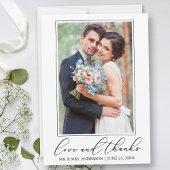 結婚のミニマモダンリスト書道愛写真 サンキューカード