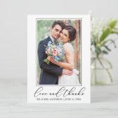 結婚のミニマモダンリスト書道愛写真 サンキューカード (スタンド正面)