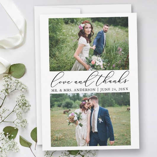 結婚のミニマモダンリスト書道2フォトラブ サンキューカード